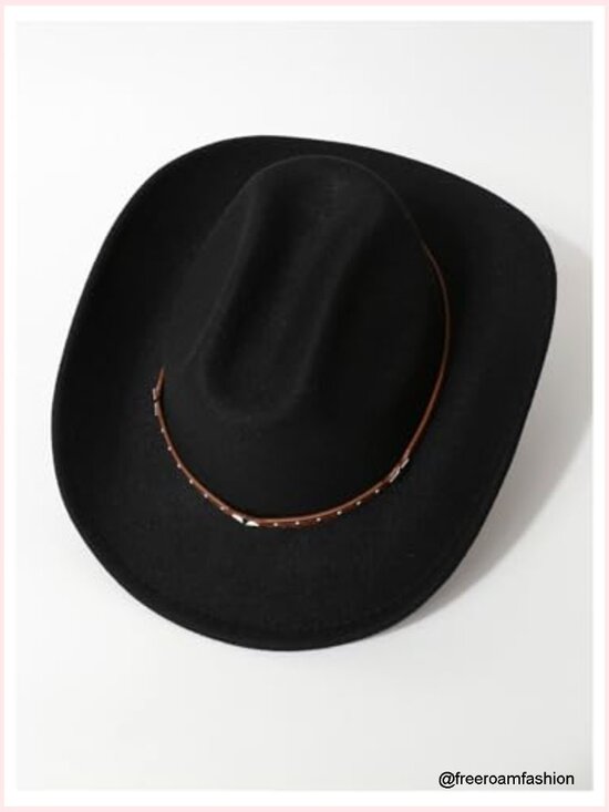 Wide Brim Cowboy Hat Vintage Rodeo Western Cowgirl Hat Country Concert Outfit